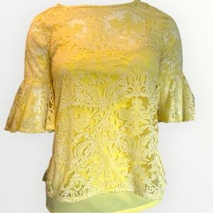 NWT NY COLLECTION PETITE SHORT BELL SLEEVE LACE BLOUSE WOMEN SIZE M - 2 piece